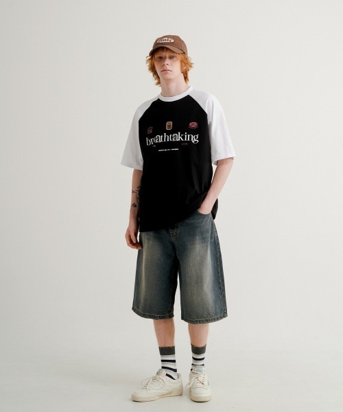 WV PROJECT(ダブリューブイプロジェクト)の「【WV PROJECT】Bright raglan 12sleeve t-shirts / MJST7726(Tシャツ/カットソー・メンズ・ライトグレー/ブラック/ブルー系/イエロー系/ピンク系・LL/M/L)」の8枚目の写真