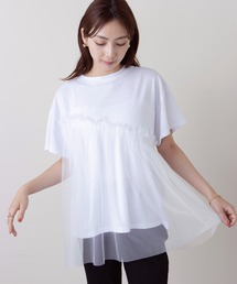 【SETUP7】チュールドッキングチュニックTシャツ