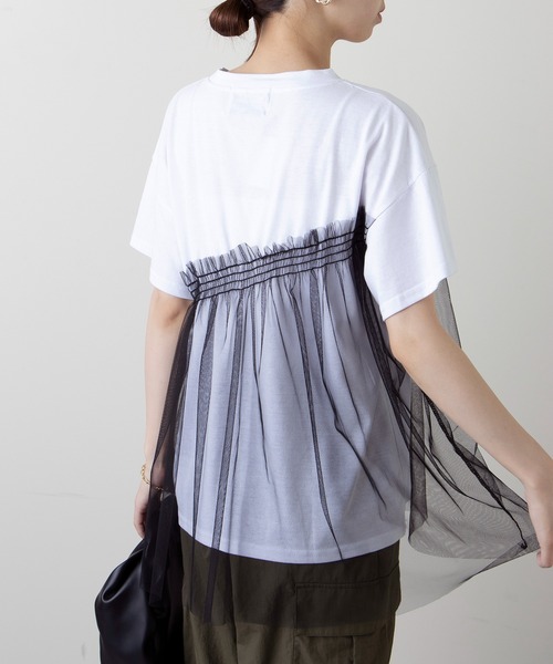 セール】【SETUP7】チュールドッキングチュニックTシャツ（T