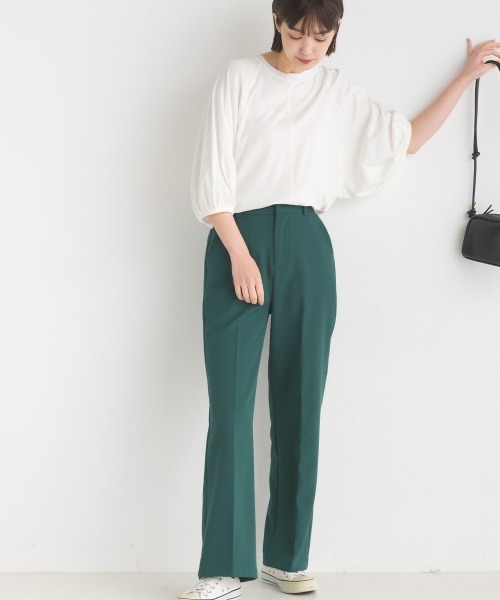 OMNES(オムネス)の「汗じみ防止UV 袖ボリューム半袖プルオーバーTシャツ(Tシャツ/カットソー・レディース・ホワイト/ベージュ/ブラック/サックスブルー・FREE)」の5枚目の写真