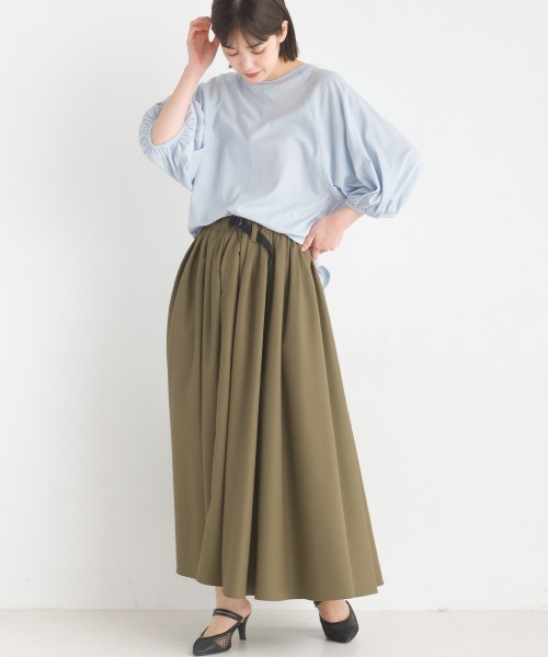 OMNES(オムネス)の「汗じみ防止UV 袖ボリューム半袖プルオーバーTシャツ(Tシャツ/カットソー・レディース・ホワイト/ベージュ/ブラック/サックスブルー・FREE)」の8枚目の写真