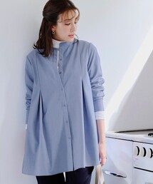 バンドカラーシャツチュニックブラウス
