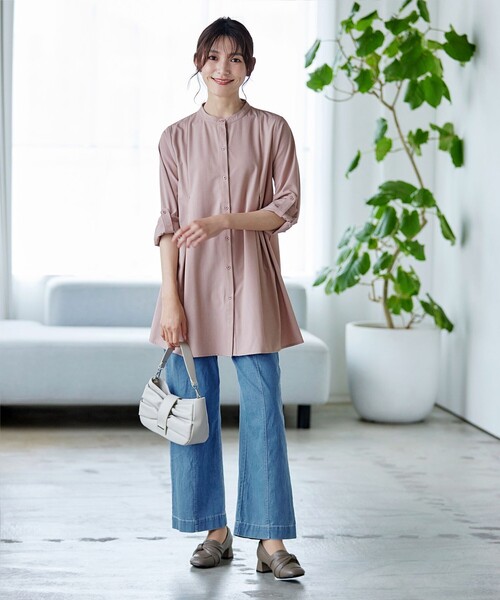 バンドカラーシャツチュニックブラウス（シャツ/ブラウス）｜Tiaclasse（ティアクラッセ）