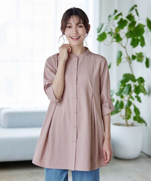 バンドカラーシャツチュニックブラウス（シャツ/ブラウス）｜Tiaclasse（ティアクラッセ）