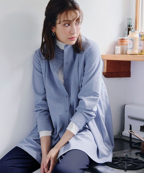 バンドカラーシャツチュニックブラウス（シャツ/ブラウス）｜Tiaclasse（ティアクラッセ）