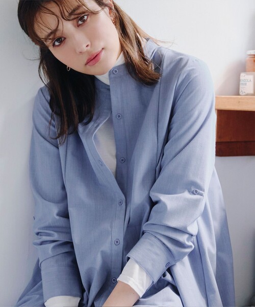 バンドカラーシャツチュニックブラウス（シャツ/ブラウス）｜Tiaclasse（ティアクラッセ）