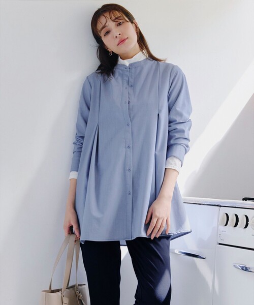 バンドカラーシャツチュニックブラウス（シャツ/ブラウス）｜Tiaclasse（ティアクラッセ）