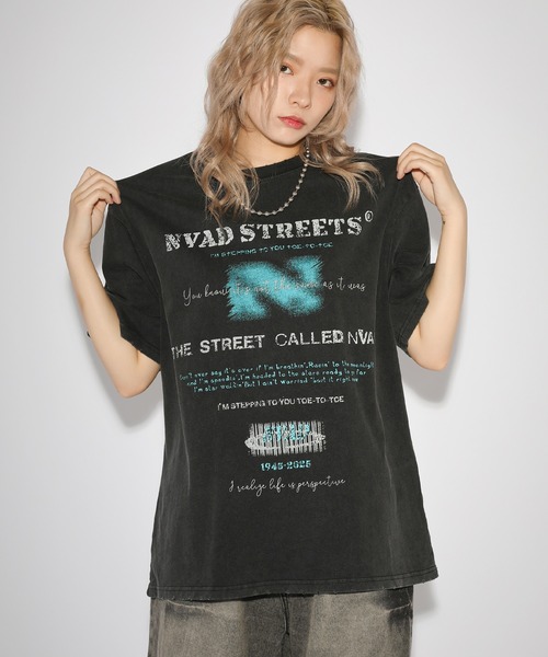 MSG(エムエスジー)の「ルーズシルエットマルチグラフィックヴィンテージ加工/ピグメント/ラメ半袖Tシャツ Y2K(Tシャツ/カットソー・メンズ・ブラック系1/ブラック系2/ブラック系3/ブラック系4・L/M/XL)」の21枚目の写真