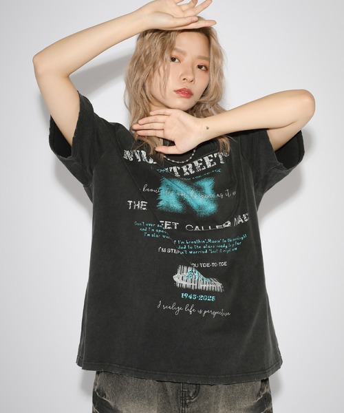 MSG(エムエスジー)の「ルーズシルエットマルチグラフィックヴィンテージ加工/ピグメント/ラメ半袖Tシャツ Y2K(Tシャツ/カットソー・メンズ・ブラック系1/ブラック系2/ブラック系3/ブラック系4・L/M/XL)」の22枚目の写真