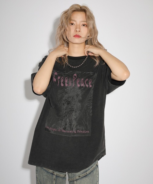 MSG(エムエスジー)の「ルーズシルエットマルチグラフィックヴィンテージ加工/ピグメント/ラメ半袖Tシャツ Y2K(Tシャツ/カットソー・メンズ・ブラック系1/ブラック系2/ブラック系3/ブラック系4・L/M/XL)」の16枚目の写真