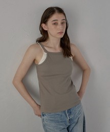 【MINERTE】bicolor cup in layered camisole / カップ付きバイカラーレイヤードキャミソール