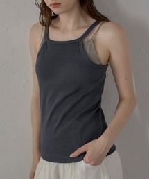 【MINERTE】bicolor cup in layered camisole / カップ付きバイカラーレイヤードキャミソール