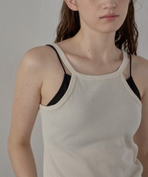 【MINERTE】bicolor cup in layered camisole / カップ付きバイカラーレイヤードキャミソール