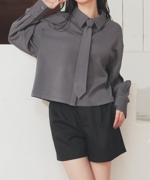 ネクタイ付き シャツ ブラック