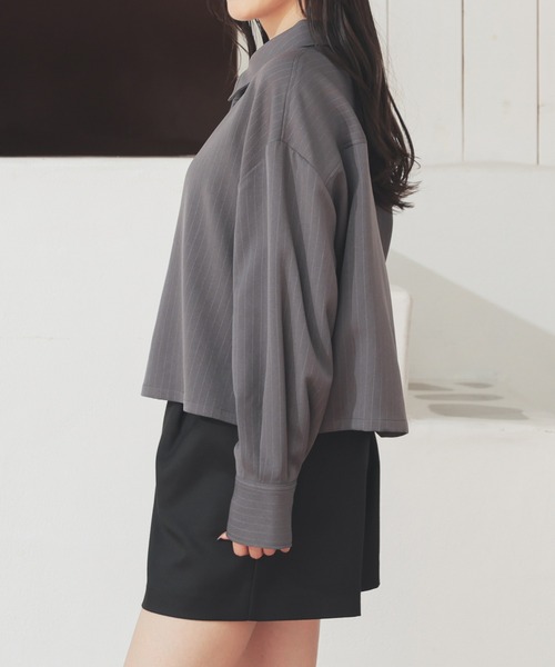 Honeys（ハニーズ）の「ネクタイ付きシャツ（シャツ/ブラウス・レディース・ブラック/ブルー/チャコールグレー/ホワイト・S/M/L）」の5枚目の写真