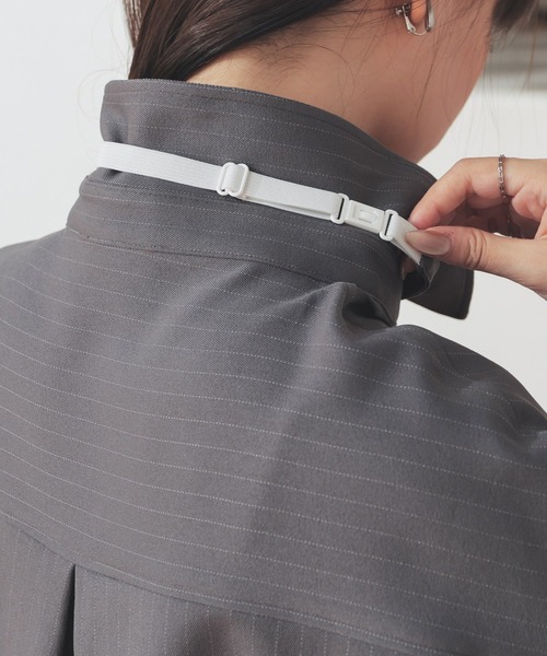 Honeys（ハニーズ）の「ネクタイ付きシャツ（シャツ/ブラウス・レディース・ブラック/ブルー/チャコールグレー/ホワイト・S/M/L）」の11枚目の写真