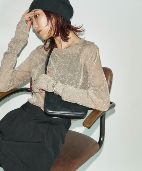 Auntie Rosa Holiday（アンティローザホリデー）の「フィンガーホールラメシアーニット（ニット/セーター・レディース・シルバー/ホワイト/ピンク/ゴールド・FREE）」の7枚目の写真