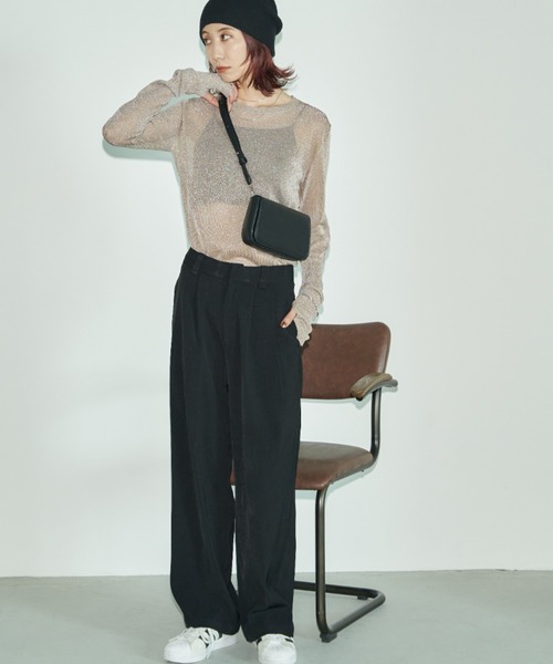 Auntie Rosa Holiday（アンティローザホリデー）の「フィンガーホールラメシアーニット（ニット/セーター・レディース・シルバー/ホワイト/ピンク/ゴールド・FREE）」の12枚目の写真