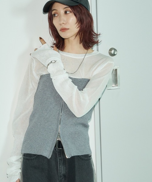 Auntie Rosa Holiday（アンティローザホリデー）の「フィンガーホールラメシアーニット（ニット/セーター・レディース・シルバー/ホワイト/ピンク/ゴールド・FREE）」の20枚目の写真