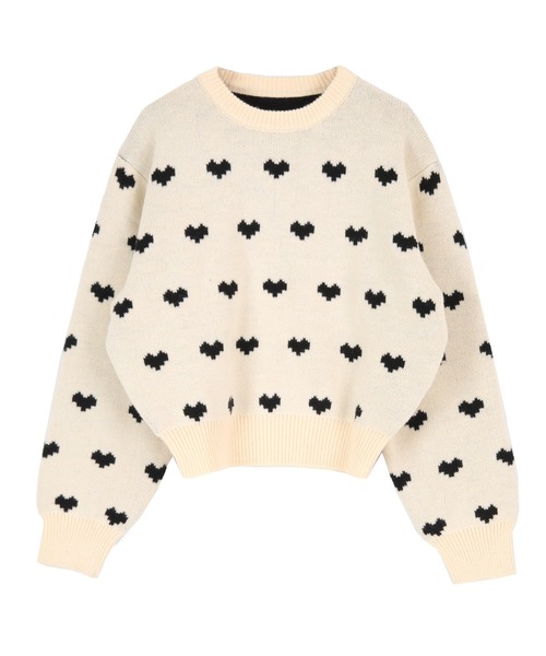 titivate（ティティベイト）の「ハート柄ニットプルオーバー（ニット/セーター・レディース・ブラック/アイボリー/グレー・FREE）」の5枚目の写真