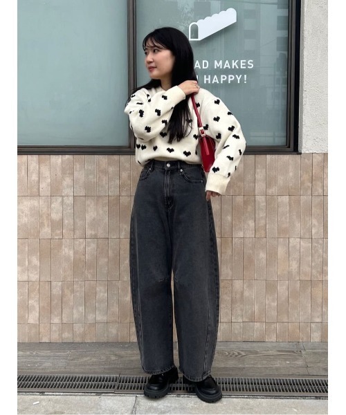 titivate（ティティベイト）の「ハート柄ニットプルオーバー（ニット/セーター・レディース・ブラック/アイボリー/グレー・FREE）」の18枚目の写真