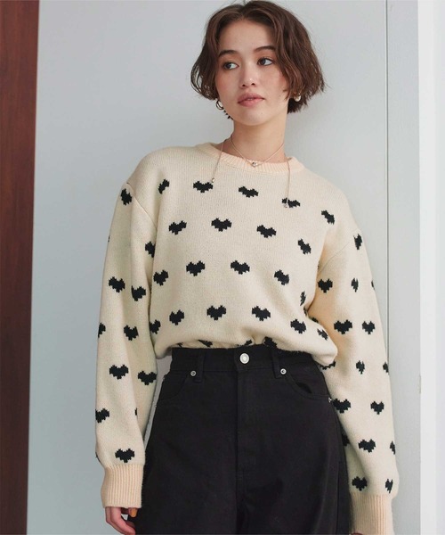 セール】ハート柄ニットプルオーバー（ニット/セーター）｜titivate