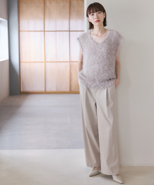 meilmada（メイルマダ）の「バックゴムタックワイドパンツ（スラックス・レディース・チャコールグレー/グレイッシュベージュ・FREE）」の14枚目の写真