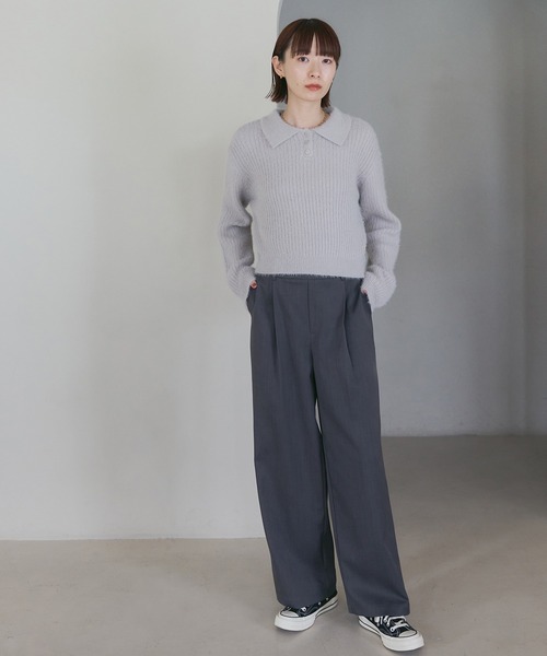 meilmada（メイルマダ）の「バックゴムタックワイドパンツ（スラックス・レディース・チャコールグレー/グレイッシュベージュ・FREE）」の8枚目の写真