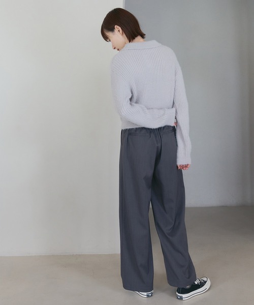 meilmada（メイルマダ）の「バックゴムタックワイドパンツ（スラックス・レディース・チャコールグレー/グレイッシュベージュ・FREE）」の10枚目の写真