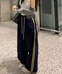 3色展開 サイドラインドロストワイドパンツ
