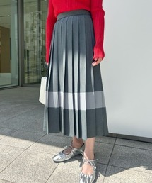 【オンでもオフでも活躍/セットアップ】ブロッキングカラープリーツスカート