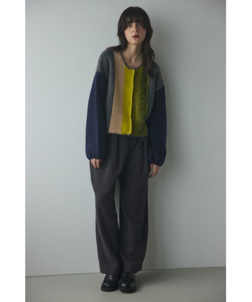 BLACK BY MOUSSY（ブラックバイマウジー）の「stripe knit cardigan(ストライプニットカーディガン)（カーディガン/ボレロ・レディース・ライトグリーン/ピンク・FREE）」の5枚目の写真