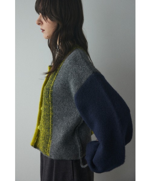 BLACK BY MOUSSY（ブラックバイマウジー）の「stripe knit cardigan(ストライプニットカーディガン)（カーディガン/ボレロ・レディース・ライトグリーン/ピンク・FREE）」の6枚目の写真