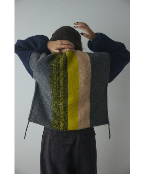BLACK BY MOUSSY（ブラックバイマウジー）の「stripe knit cardigan(ストライプニットカーディガン)（カーディガン/ボレロ・レディース・ライトグリーン/ピンク・FREE）」の7枚目の写真