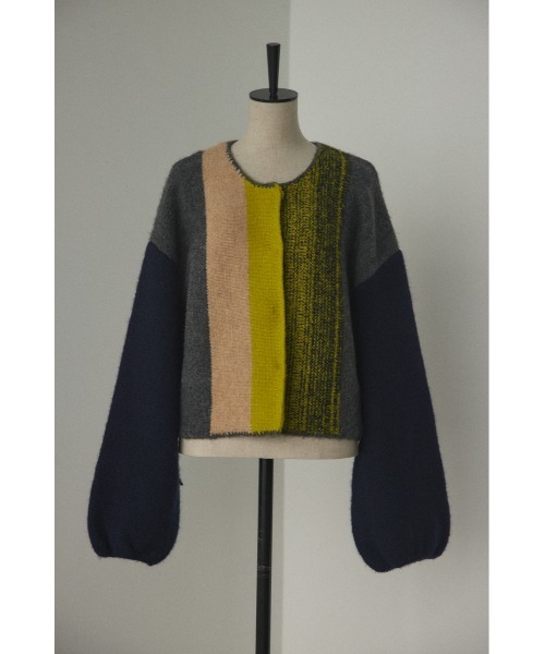 トップス black by moussy stripe knit cardigan BLACK BY MOUSSY（ブラックバイマウジー）の「stripe knit cardigan