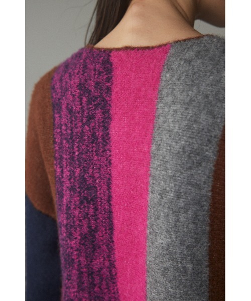 BLACK BY MOUSSY（ブラックバイマウジー）の「stripe knit cardigan(ストライプニットカーディガン)（カーディガン/ボレロ・レディース・ライトグリーン/ピンク・FREE）」の19枚目の写真