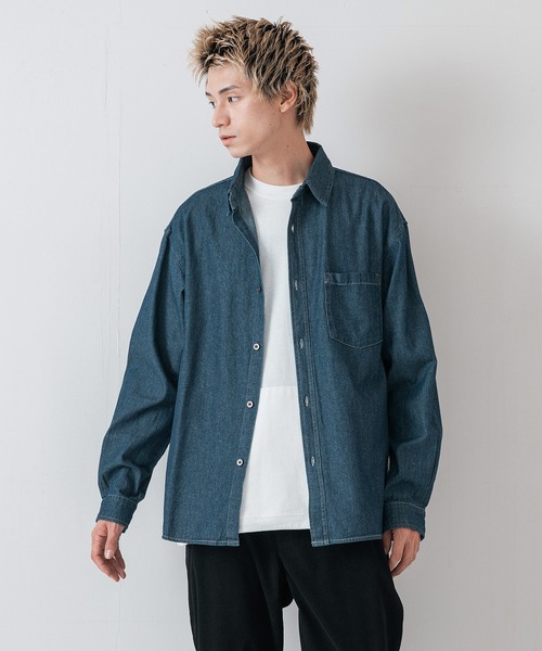 OUTDOOR EXCHANGE（アウトドアエクスチェンジ）の「【OUTDOOR EXCHANGE/アウトドアエクスチェンジ】デニムオーバーシャツ（シャツ/ブラウス・メンズ・ブルー/ネイビー/ブラウン・LARGE/MEDIUM）」の7枚目の写真
