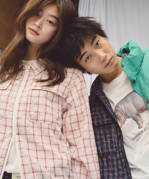 common gull products.(コモンガルプロダクツ)の「2つで1つのドローコードチェックシャツ(ブルゾン・レディース・ネイビー/アイボリー・MEDIUM/LARGE)」の18枚目の写真