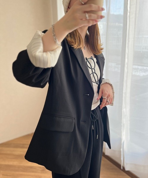 KOBE LETTUCE(コウベレタス)の「ドロップショルダージャケット(テーラードジャケット・レディース・ブラック/グレー/グレイッシュベージュ・M)」の18枚目の写真