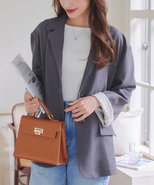 KOBE LETTUCE(コウベレタス)の「ドロップショルダージャケット(テーラードジャケット・レディース・ブラック/グレー/グレイッシュベージュ・M)」の8枚目の写真