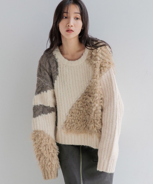 LOWRYS FARM（ローリーズファーム）の「ヴィンテージライクＰＯＬＳ  207393（ニット/セーター・レディース・アイボリー/ブラック/ブルー・FREE）」の8枚目の写真