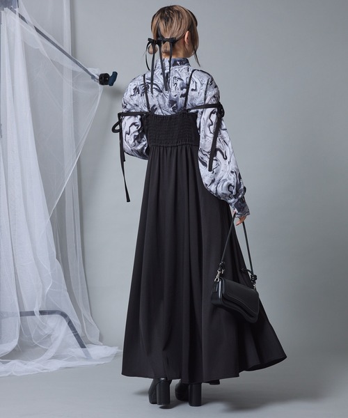 Mavie..7（メヴィセットゥ）の「【Mavie..7】フレアロングキャミワンピース（ワンピース・レディース・ブラック系/ブラック・FREE）」の8枚目の写真