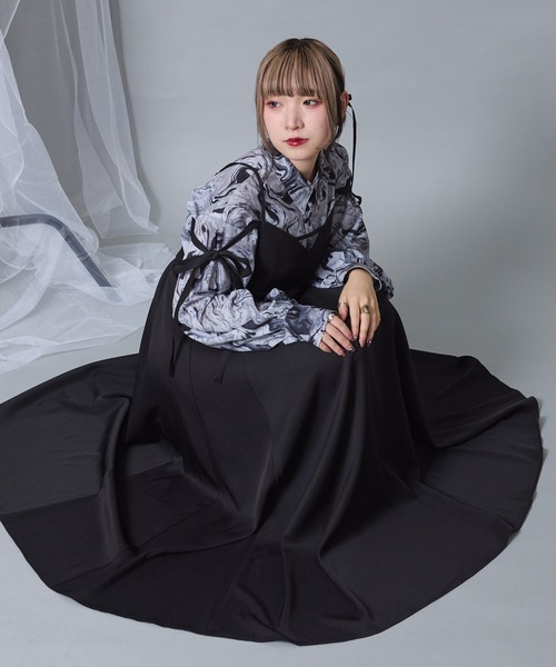 Mavie..7（メヴィセットゥ）の「【Mavie..7】フレアロングキャミワンピース（ワンピース・レディース・ブラック系/ブラック・FREE）」の15枚目の写真