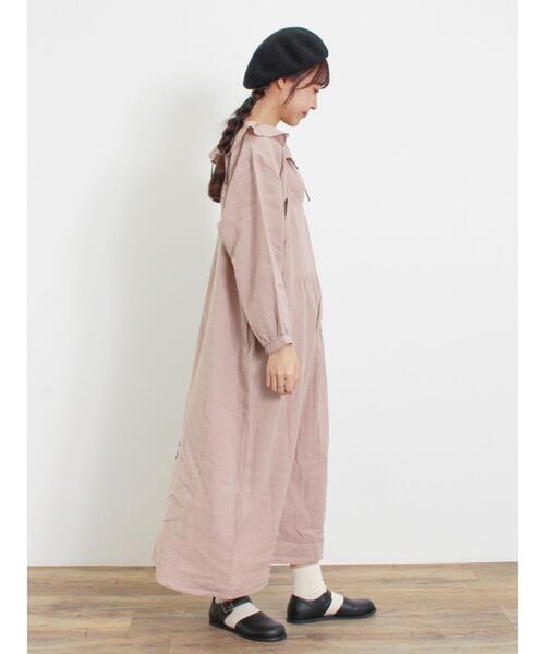 Samansa Mos2（サマンサ モスモス）の「【Slow linen】柄アソートキャミワンピース（ワンピース・レディース・マスタード/ベージュ/グレー/ブラック/ピンク・F）」の12枚目の写真