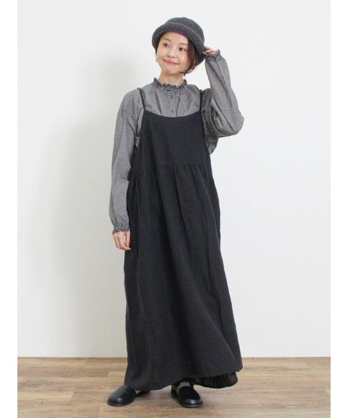 Samansa Mos2（サマンサ モスモス）の「【Slow linen】柄アソートキャミワンピース（ワンピース・レディース・マスタード/ベージュ/グレー/ブラック/ピンク・F）」の16枚目の写真