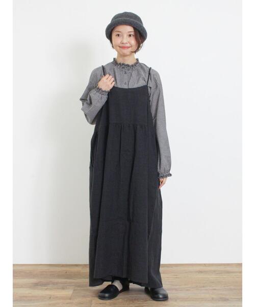 Samansa Mos2（サマンサ モスモス）の「【Slow linen】柄アソートキャミワンピース（ワンピース・レディース・マスタード/ベージュ/グレー/ブラック/ピンク・F）」の17枚目の写真