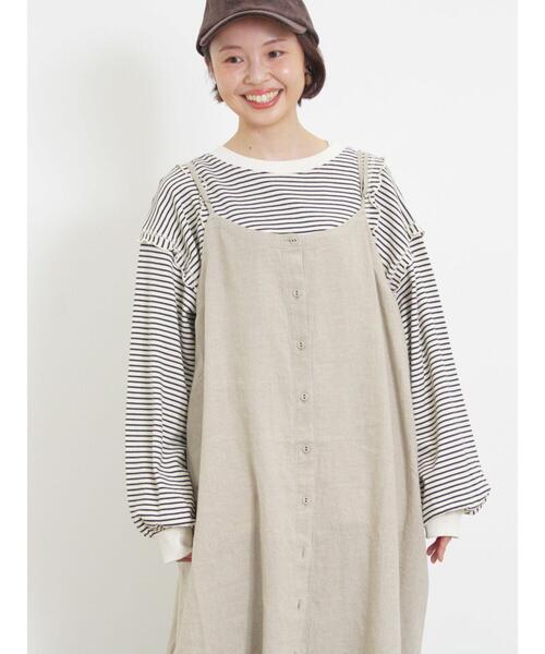 Samansa Mos2（サマンサ モスモス）の「【Slow linen】柄アソートキャミワンピース（ワンピース・レディース・マスタード/ベージュ/グレー/ブラック/ピンク・F）」の20枚目の写真