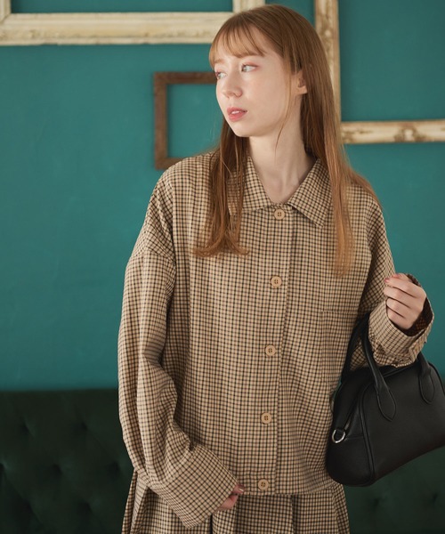 Crisp（クリスプ）の「オーバーチェックシャツ（シャツ/ブラウス・レディース・ブルー/ベージュ・FREE）」の6枚目の写真