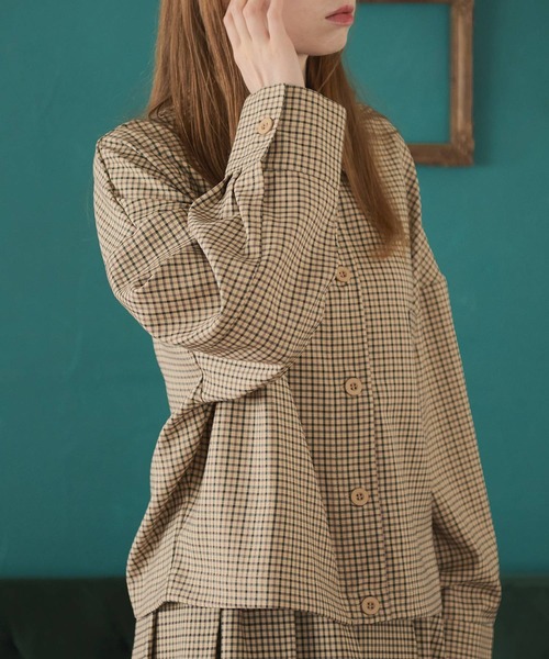 Crisp（クリスプ）の「オーバーチェックシャツ（シャツ/ブラウス・レディース・ブルー/ベージュ・FREE）」の12枚目の写真