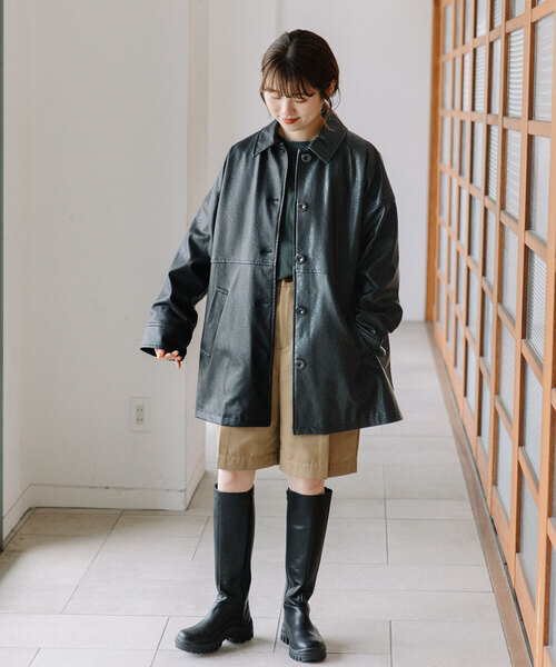 POU DOU DOU(プードゥドゥ)の「フェイクレザージャケット(その他アウター・レディース・ブラック/ライトグレー・M)」の5枚目の写真